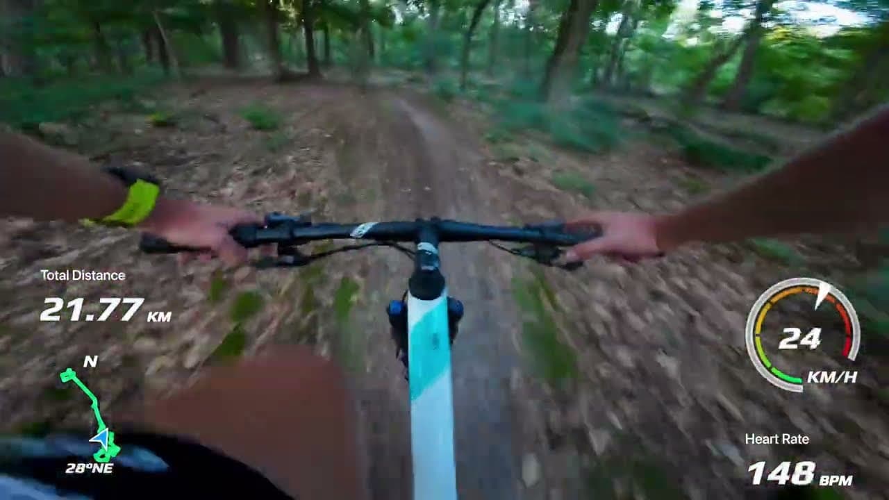 Beeld van de trail uit de POV-video van MTB Sint-Oedenrode